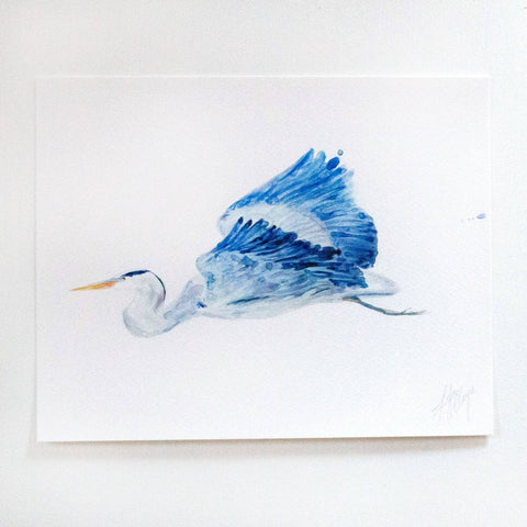 "Blue Heron in Flight" Lyla Clayre fine art print 8x10