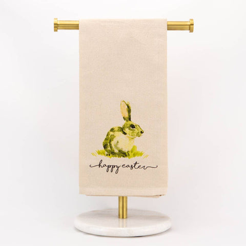 Bunny Happy Easter Hand Towel   Natural/Multi   20x28