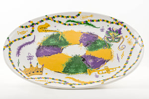 King Cake Platter - Mardi Gras Mask