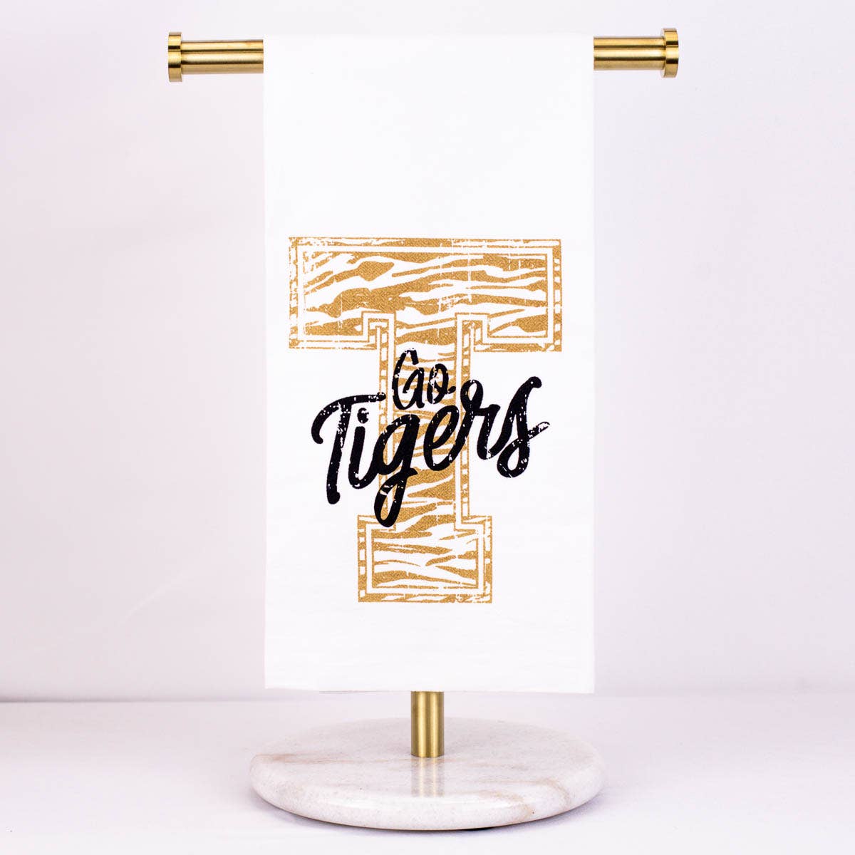 Go Tigers Flour Sack Hand Towel   White/Gold   20x28