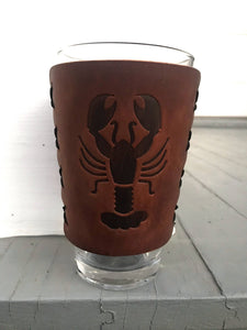 Leather Wrapped Pint Glass - Crawfish