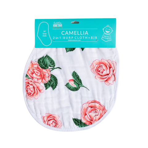 Cameillia Baby 2-in-1 Burp Cloth and Bib (Floral)