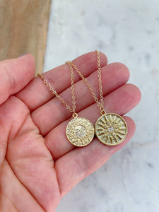 Gold Sun Necklace, Sun Jewelry, Sun Charm, Sun Pendant