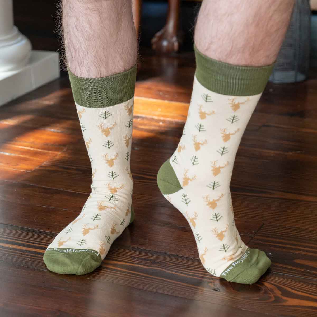 Men's Buck Socks   Taupe/Olive   One Size