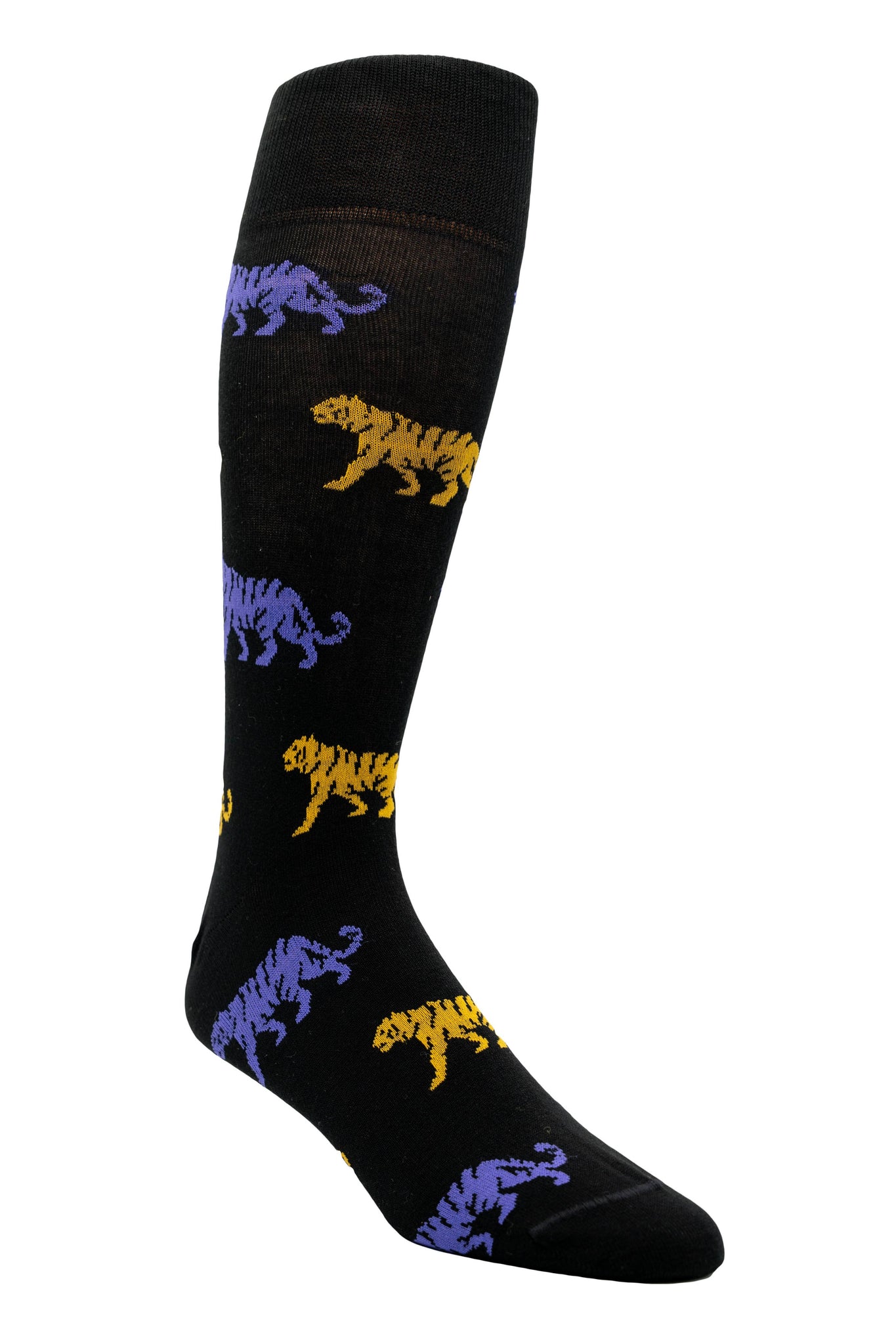 Purple and Gold Tiger Sock: Black
