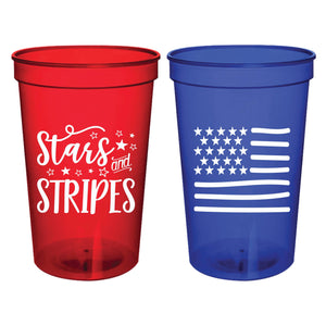 Stars And Stripes July 4th Patriotic Stadium Cup - Set of 6