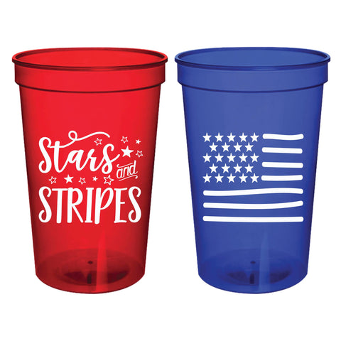 Stars And Stripes July 4th Patriotic Stadium Cup - Set of 6