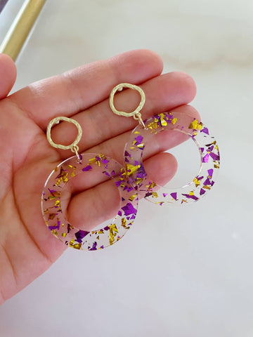 Purple and Gold Earrings, Purple and Gold Jewelry, Gameday