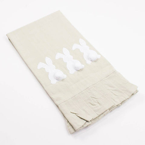 Bunny Ruffle Hand Towel Oat/White 20x28