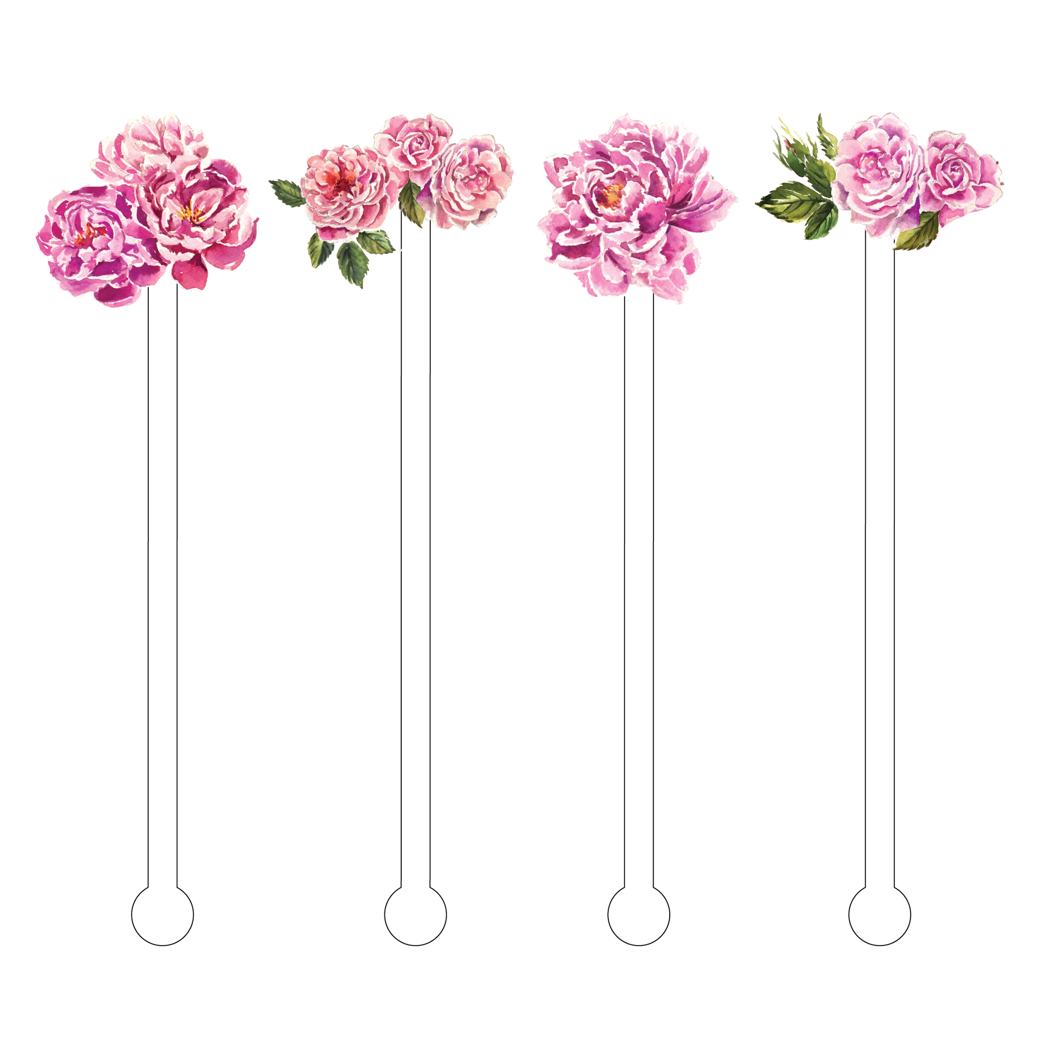 PRETTY IN PINK BLOOMS ACRYLIC STIR STICKS COMBO
