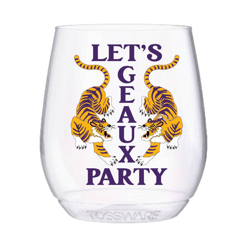 Let's Geaux Party Tigers 14oz Stemless Wine Tossware