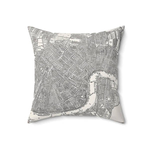 New Orleans Louisiana Map Pillow
