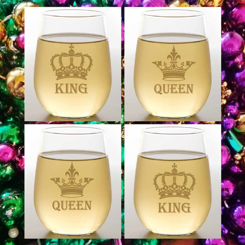 KING AND QUEEN Shatterproof Wine Glasses