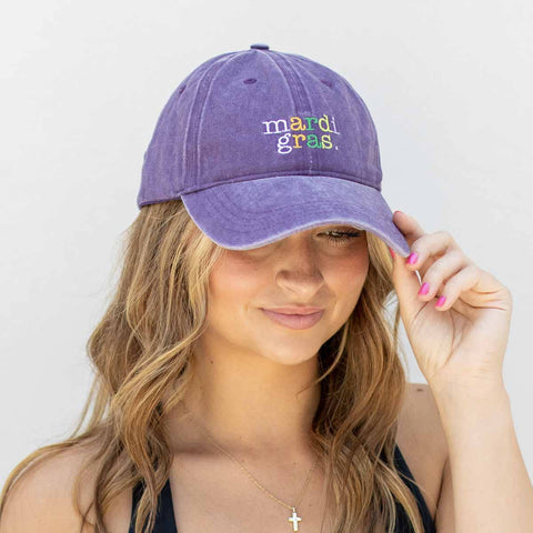 Mardi Gras Baseball Hat   Purple/Multi   One Size