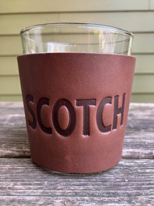 Leather Wrapped Rocks Glass - Scotch