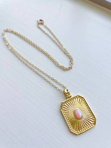 Pink Opal Gold Necklace