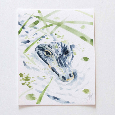 Alligator in the reeds Louisiana Art Print