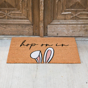 Hop On In Coir Doormat   Natural/Black/White   30x18