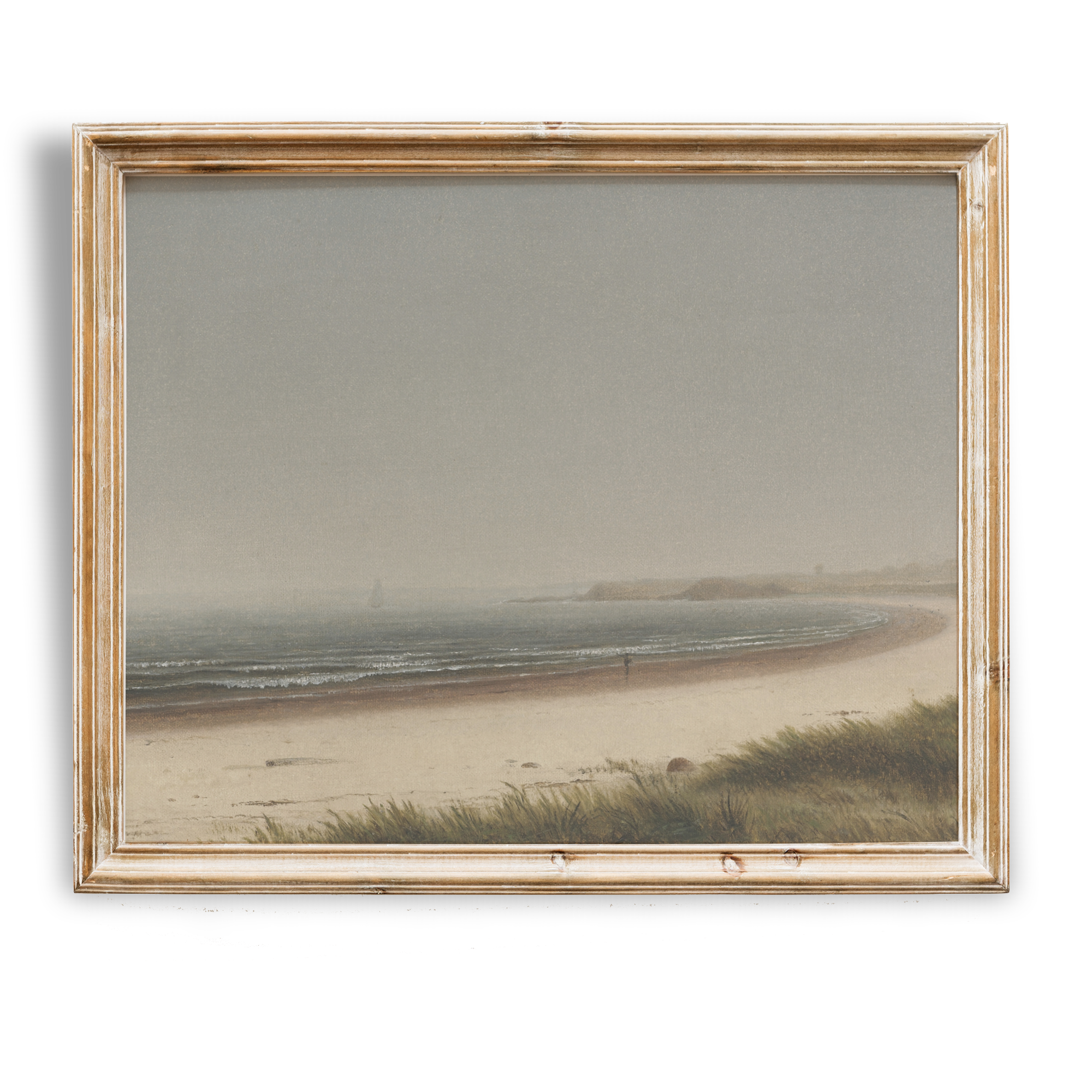 Vintage Abstract Coastal Painting | Soft Neutral Tones