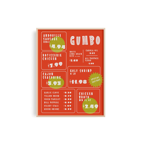 Gumbo Retro Grocery Ad - Kitchen Art Print