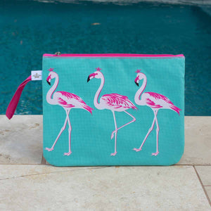 12x9 Caribbean Flamingo Wet/Dry Bag - Aruba Blue/Hot Pink