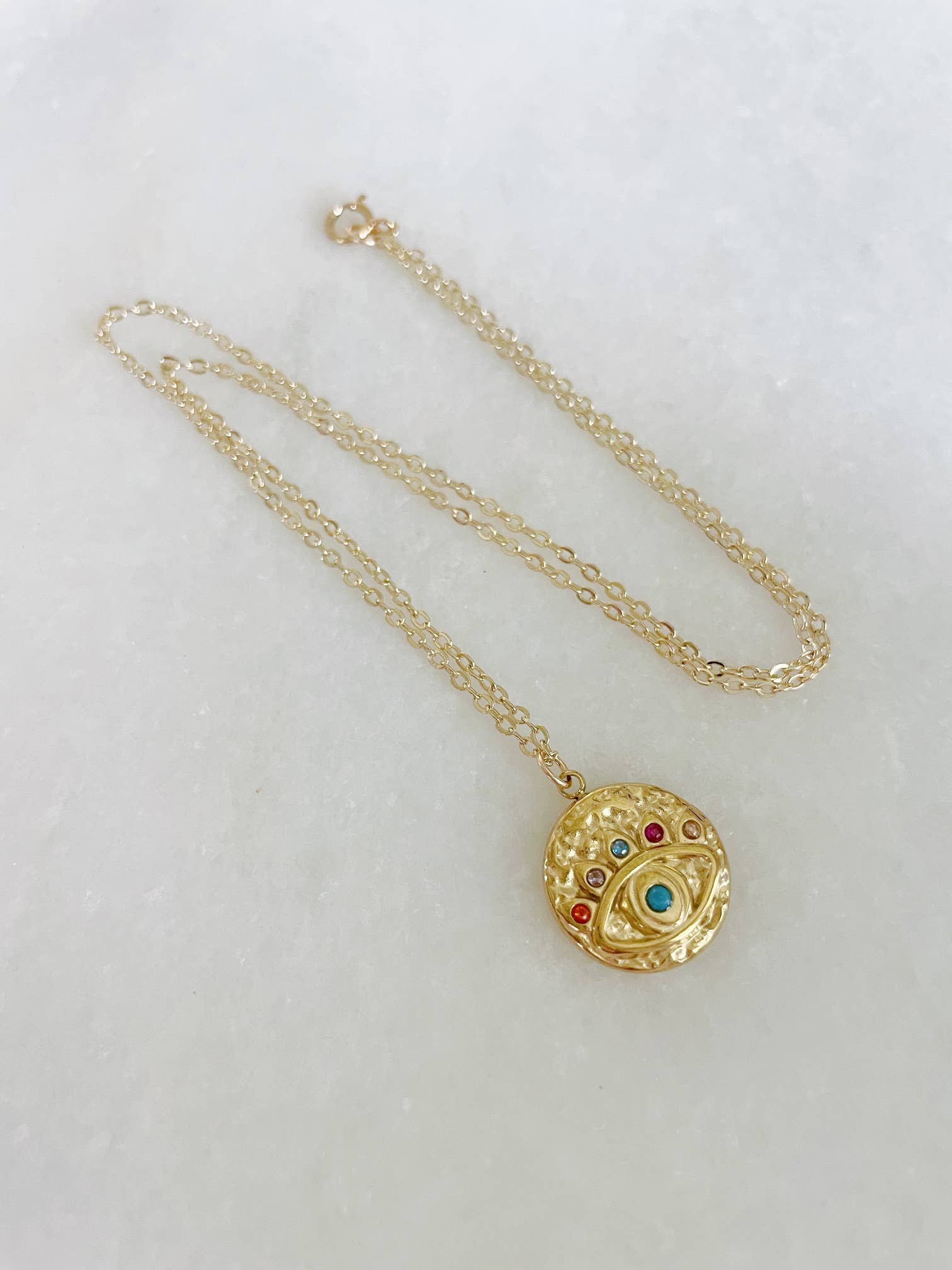 Colorful Evil Eye Necklace, Evil Eye Jewelry, Pendant Gold