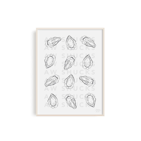 Gray Aw Shucks - Oyster Art Print