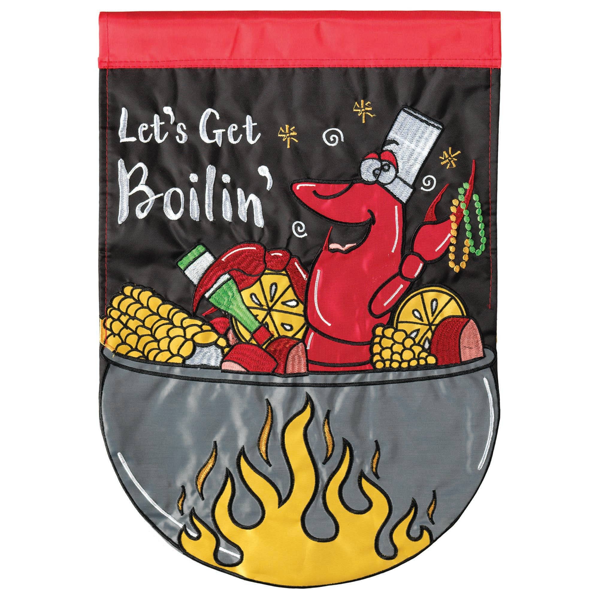 Let's Get Boiling crawfish Burlap Garden Flag