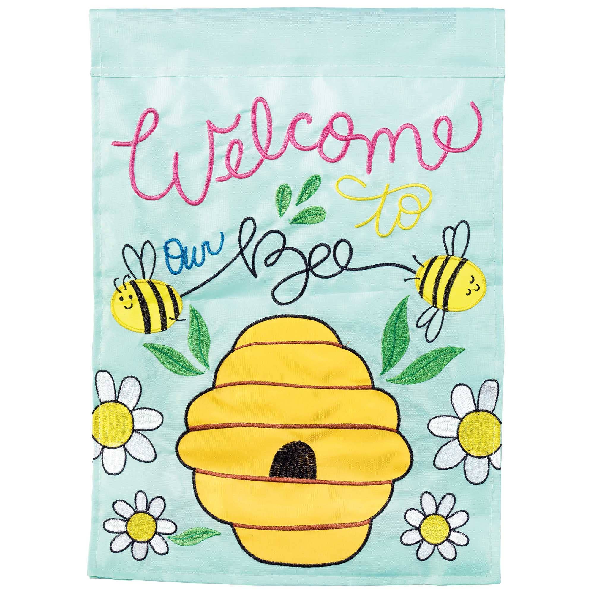 FLAG WELCOME TO OUR BEE HIVE POLY GARDEN