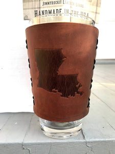 Leather Wrapped Pint Glass - Louisiana State