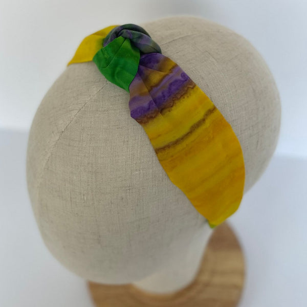 Mardi Gras Purple Green Gold Tie Dye Knot Headband