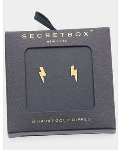 14K Gold dipped Lightning Bolt Stud Earrings