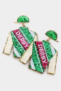 Glittered Derby Riding Suit Dangle Earrings