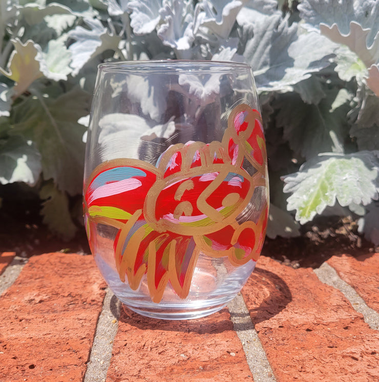 Hand-Painted Crawfish Wine Glasses