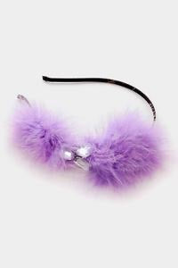 Pom pom fur & crystal headband headband