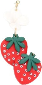 Strawberry Flower Clay Dangle Earrings