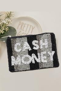 Cash Money Beaded Zipper Coin Bag