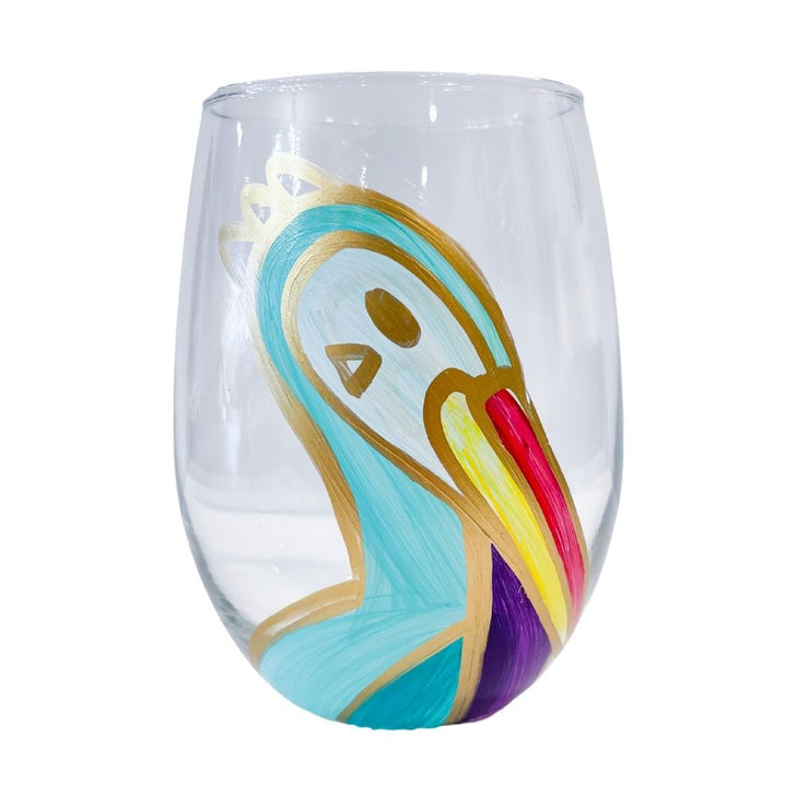 Captain Pelican Hand-Painted Wine Glasses