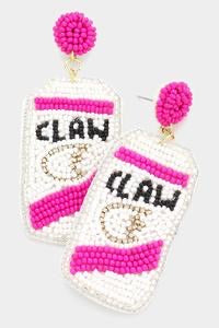 Pink Beaded WHITE CLAW Can Dangle Earrings