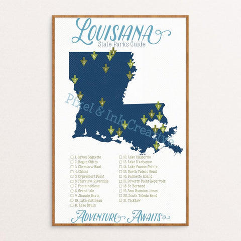 Louisiana State Park Guide 11X17 Art Print Poster